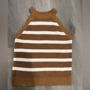 Old Navy Brown and White Striped Sweater